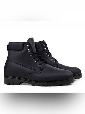 Men's Black Ankle Lace-Up Work Boots Size 41=US Size 8